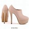 Round Toe Stiletto Heels Matte Side Zipper Platforms Ankle Highs Booties - Red