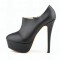 Round Toe Stiletto Heels Matte Side Zipper Platforms Ankle Highs Booties - Black