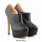 Round Toe Stiletto Heels Matte Side Zipper Platforms Ankle Highs Booties - Black