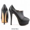 Round Toe Stiletto Heels Matte Side Zipper Platforms Ankle Highs Booties - Black