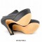 Round Toe Stiletto Heels Matte Side Zipper Platforms Ankle Highs Booties - Black