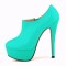 Round Toe Stiletto Heels Matte Side Zipper Platforms Ankle Highs Booties - Green