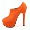 Round Toe Stiletto Heels Matte Side Zipper Platforms Ankle Highs Booties - Orange - SPECIAL - Size 12