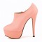 Round Toe Stiletto Heels Matte Side Zipper Platforms Ankle Highs Booties - Pink