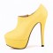 Round Toe Stiletto Heels Matte Side Zipper Platforms Ankle Highs Booties - Yellow