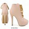 Round Toe Stiletto Heels Matte Lace Up Platforms Ankle Highs Booties - Dark Green