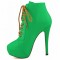 Round Toe Stiletto Heels Matte Lace Up Platforms Ankle Highs Booties - Dark Green