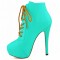 Round Toe Stiletto Heels Matte Lace Up Platforms Ankle Highs Booties - Green