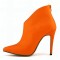 Pointed Toe Stiletto Heels Matte Back Zipper Ankle Highs Booties - Orange