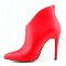 Pointed Toe Stiletto Heels Matte Back Zipper Ankle Highs Booties - Red