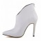 Pointed Toe Stiletto Heels Matte Back Zipper Ankle Highs Booties - White