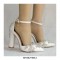 Pointed Toe Ankle Buckle Straps Rhinestones 4 inches Chunky Heels Wedding Dorsay Pumps - White
