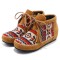 Round Toe Hand Sewing Stitch Decorated Lace Up Kilim Pattern Colorful Ethnic Flats - Yellow