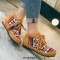 Round Toe Hand Sewing Stitch Decorated Lace Up Kilim Pattern Colorful Ethnic Flats - Yellow