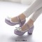 Round Toe Chunky Heels Sweet Bowknot Lolita Mary Janes Pumps - Purple