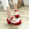 Round Toe Chunky Heels Sweet Bowknot Lolita Mary Janes Pumps - Red