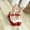 Round Toe Chunky Heels Sweet Bowknot Lolita Mary Janes Pumps - Red