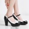Round Toe Chunky Heels Sweet Bowknot Lolita Mary Janes Pumps - Red