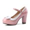 Round Toe Chunky Heels Sweet Bowknot Lolita Mary Janes Pumps - Pink