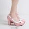 Round Toe Chunky Heels Sweet Bowknot Lolita Mary Janes Pumps - Red