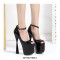Peep Toe Spool Heels Ankle Buckle Straps Platforms Pumps - Black