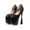 Peep Toe Spool Heels Ankle Buckle Straps Platforms Pumps - Black