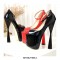 Peep Toe Spool Heels Ankle Buckle Straps Platforms Pumps - Black