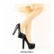 Chunky Heels Round Toe Platform Block Pumps - Leopard Patent - SPECIAL - Size 14