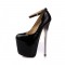 Fly High Peep Toe Platform Stiletto Heels Summer Party Pumps with Ankle Strap - Black