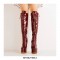 Stiletto Heels Platform Knee High Lace Up Booties with Side Zipper - White