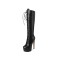 Stiletto Heels Platform Knee High Lace Up Matt Booties with Side Zipper - Black