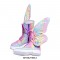 Round Toe Ankle Lace Up Butterfly Wings Boots with Zipper - Pink