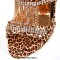 Peep Toe Rhinestones Leopard Pattern Stiletto Heels Platforms Sandals - Black