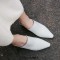 Pointed Toe Strange Ball Heels Half Slippers Sandals - White Leather