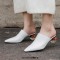 Pointed Toe Strange Ball Heels Half Slippers Sandals - White Leather