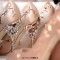 Pointed Toe Stiletto Flower Leaf Heels Elegant Silk Fabric Pumps - Champagne Silk