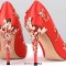 Pointed Toe Stiletto Flower Leaf Heels Elegant Silk Fabric Pumps - Champagne Silk