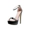 Peep Toe Stiletto Heels Platforms Ankle Buckle Straps Pumps - Black