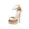 Peep Toe Stiletto Heels Platforms Ankle Buckle Straps Pumps - Gold