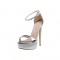 Peep Toe Stiletto Heels Platforms Ankle Buckle Straps Pumps - Silver