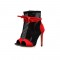 Peep Toe Air Mesh Ankle Stiletto Heels Lace Up with Side Zipper Summer Boots - Red