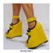 Peep Toe Ankle Buckle Straps Ribbon Platforms Wedges - Purple