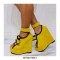 Peep Toe Ankle Buckle Straps Ribbon Platforms Wedges - Purple