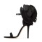 Peep Toe Rose Flower Decorated Ankle Buckle Straps Stiletto Heels Rhinestones Sandals - Black Satin Silk