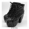 Spike Rivet Decorated Chunky Heels Leather Platforms Lace Up Boots - Black