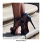 Italian Heels Peep Toe Cross-tied Ankle Buckle Strap Platform Pumps - Black Patent
