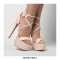 Italian Heels Peep Toe Cross-tied Ankle Buckle Strap Platform Pumps - Black Patent