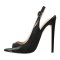 Peep Toe Stiletto Heels Slingback Sandals - Black Patent