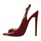 Peep Toe Stiletto Heels Slingback Sandals - Burgundy Patent