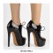 Italian Heel Round Toe Platform Lace Up Patent Booties - SteelBlue